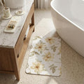 4 Pcs Diatomaceous Earth Stone Bath Mat Set, Non-Slip Super Absorbent Shower Mat (24"x16") with Stone Soap Dish & 2 Coasters, for Bathroom Floor, Vanity Counter & Kitchen Counter, Beige