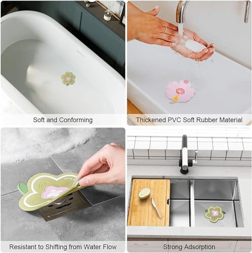 Green Flower-Shaped Silicone Bathtub Drain Cover 1pc - color: Green