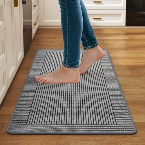 Kitchen Mats for Floor, 17''x30'' Washable Non Slip Absorbent Kitchen Mat, Braided Kitchen Runner Rug, Kitchen Sink Rug, Grey - color: A Linear Grey, size: 17''x30''