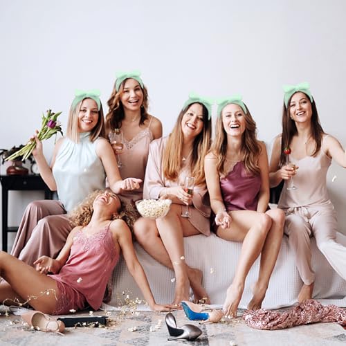 Semato Bachelorette Party Favor Set Bride and Bridesmaid Spa Headband Skincare Headbands for Women Gifts and Party Supplies (green) - color: green