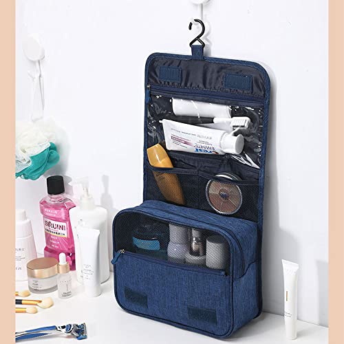 Trawila Large Capacity Travel Hanging Toiletry Bag Cosmetic Bag Makeup Organizers for Men & Women with Sturdy Hook (Blue)