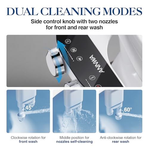 Bidet Attachment for Toilet Seat Non-Electric Bidet Hot and Cold Water Bidet Attachment Toilet Adjustable Water Temperature Posterior/Feminine Wash Dual Retractable Nozzle(AM-US-TT18N)