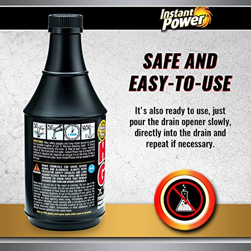 Instant Power Hair and Grease Drain Cleaner - Shower Liquid Clog Remover, Drain Defense for Sinks, Made in USA, Sink Cleaner and Deodorizer - 20 Oz 6 Pack - size: 20 Fl Oz (Pack of 6)