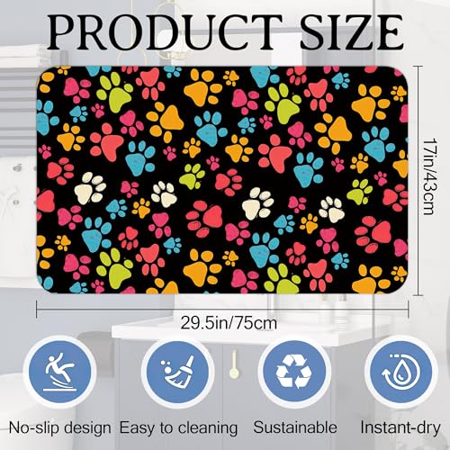 Elightvap Bath Mat Paw Bathroom Rug,Soft and Non Slip Dog Paws Print Bath Rugs,Quick Drying Machine Washable Floor Mat 17 * 29.5 Inches for Shower Room,Bathtub,Kitchen Bathroom - color: Dog Paws Print