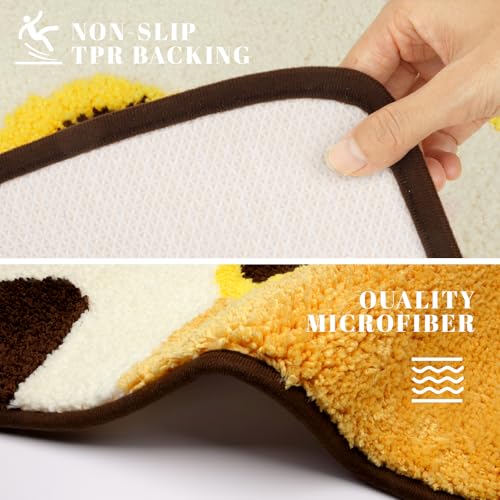 Toilet Rug - Calico Cat Rugs U Shaped Washable,Soft and Absorbent Bath Rug,Non Slip Toilet Bath Mat,Bathroom Contour Rug for Toilet Base (Yellow, 24" x 20") - color: Yellow, size: 24" x 20"