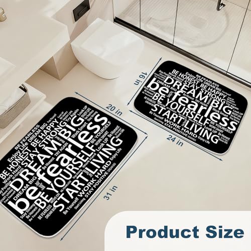 Inspirational Quotes Be Fearless Dream Coral Velvet Bath Rugs Non Slip Shower Mat for Bathroom Decor Sets Door Rug with Rubber Backing Absorbent Kitchen Floor Carpet 20 x 31 inches Black and White - color: Multi Color 14, size: 2' x 1'4" (Rectangular)