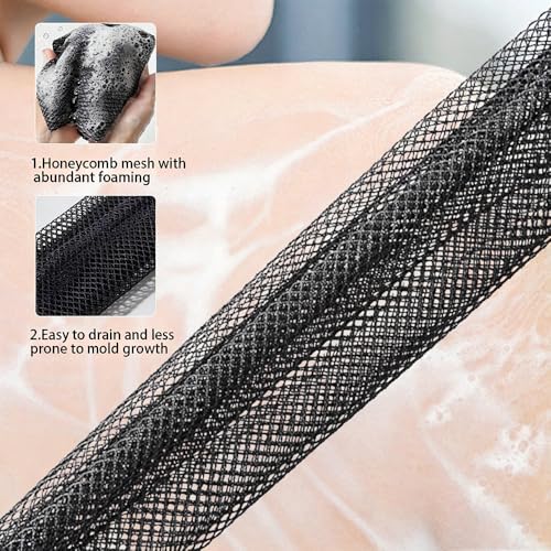 Exfoliating Bath Towel Set for Women Strong Cleaning Back Scrubber - color: Black
