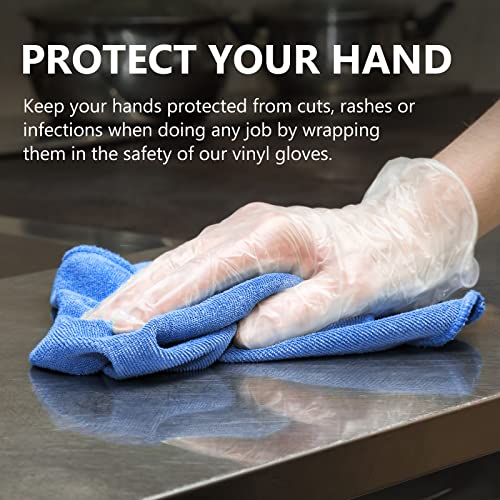 squish Disposable Gloves, 100 Count 4 mil Clear Vinyl Gloves Latex Free Powder-Free Health Glove Cleaning Rubber Glove for Kitchen Cooking Cleaning Food Handling, Medium - size: Medium (Pack of 100)