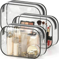HOTOR Clear Toiletry Bag for Men & Women - TSA Approved Travel Essentials, Waterproof PVC Zippered Makeup Bag for Gym, Airplane & Daily Use, 8.8" x 6.0" x 2.2", 3 Packs - size: 3 Packs - 8.8" x 6.0" x 2.2"