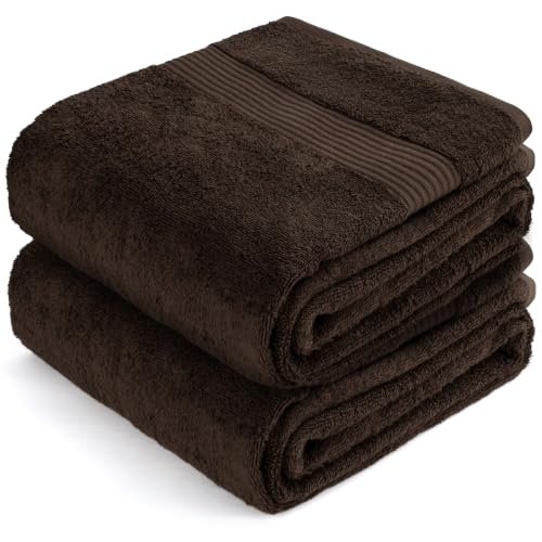 Cotton Paradise 100% Cotton Turkish Towel Set, Soft Absorbent Quick Dry, 2 Piece 35x70 Bath Sheet Set, Chocolate Brown - color: Chocolate Brown, size: 2 PC SET (35x70")