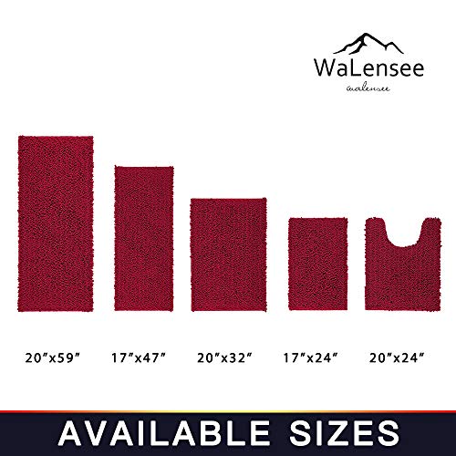 Walensee Bathroom Contour Rug Non Slip Toilet U Shaped Bath Mat (20x24, Red) Water Absorbent Super Soft Shaggy Chenille Machine Washable Dry Extra Thick Perfect Absorbant Best Plush Carpet - color: Red, size: 20"x24" Contour Rug