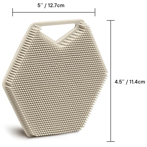 TOOLETRIES Silicone Body Scrubber 2.0, Loofah Alternative - Sand | Gentle exfoliating shower scrubber that's quick drying, hygienic and longer lasting than traditional loofahs. - color: Sand