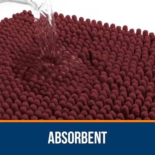 OLANLY Toilet Rugs U-Shaped 20x20, Extra Soft Absorbent Chenille Contour Bathroom Rugs for Toilet, Dry Quickly, Machine Washable, Non-Slip Bath Mat, Andorra Red-Brown - color: Andorra Red-brown, size: 20" X 20" Contour Rug