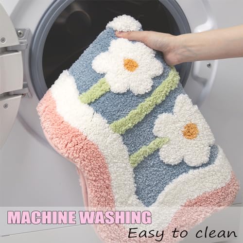Bathroom Rug Set 2 Piece, Pink Microfiber Bath Mat & U-Shaped Toilet Rug, Non-Slip Washable Carpet 32x20 & 22x20 - color: Pink 32x20" + Grey 22x20"