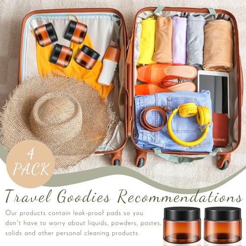 Patelai 4 Pieces Round Wide-mouth Leak Proof Plastic Container Jars with Lids for Travel Storage Makeup Beauty Products Face Creams Oils Salves Ointments DIY Making(2 Ounce,Amber) - color: Amber, size: 2 Ounce