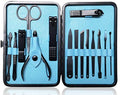 Nail Clippers Sets High Precisio Stainless Steel Nail Cutter Pedicure Kit Nail File Sharp Nail Scissors and Clipper Manicure Kit Fingernails & Toenails with Portable Stylish case (Blue 15-piece) - color: Blue 15-piece