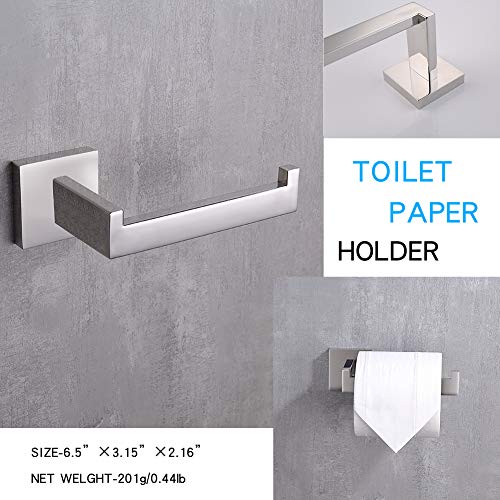 TASTOS Polished Chrome Toilet Paper Holder SUS304 Stainless Steel, Modern Square Half Open Bathroom 5 inch TP Holder Wall Mount Rustfree Tissue Roll Dispenser for Washroom Kitchen - color: Polished Chrome, size: Square (1 pack)