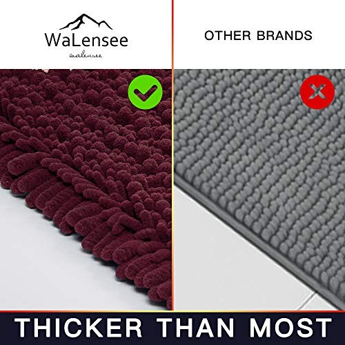 Walensee Bathroom Contour Rug Non Slip Toilet U Shaped Bath Mat (20x24, Burgundy) Water Absorbent Super Soft Shaggy Chenille Machine Washable Dry Extra Thick Perfect Absorbant Best Plush Carpet - color: Burgundy, size: 20"x24" Contour Rug