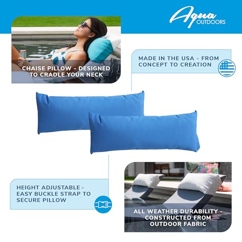 Aqua Outdoors Inside Pool Lounger Headrest Pillow, in Water Sun Shelf Chaise Cushion, Great for Tanning on Baja Ledge or Poolside Sundeck (White,Two)