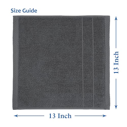 Casa Platino Wash Cloths Pack of 12-100% Cotton Washcloths for Daily use - 13"x13"- Soft, Gentle on Skin, Durable Stitching & Absorbent - Designed for Everyday Showers and Cleansing - Cool Grey - color: 01: Cool Grey, size: 12 Piece Wash Cloth