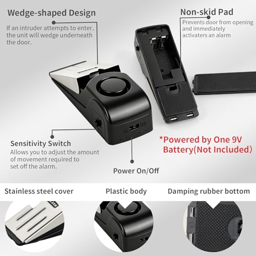 Portable Door Lock & Door Stop Alarm Set, Dual Protection Home Security Door Kit, Travel Hotel Lock Devices Pocket Self Defensey Tools for Traveling Hotel Home Apartment,Red - color: Red