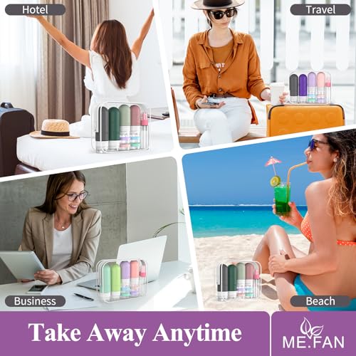 ME.FAN Travel Bottles for Toiletries, 18 Pack TSA Approved Travel Size Containers Set, Silicone Squeezable Portable Split Bottle, Travel Accessories for Conditioner, Shampoo, Lotion - Pink - color: Pink