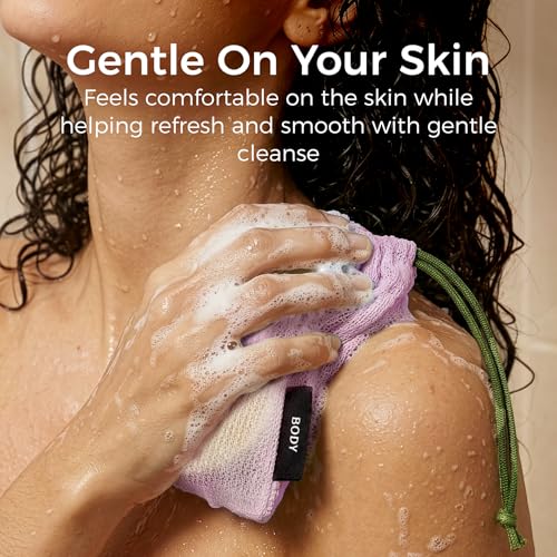 ZOMCHI Foaming Bar Holder for Shower, Mesh Hanging Pouches with Loop, Designed for Body, Shampoo & Conditioner Bars, Color-Labeled Set (3 Pack, Pink)