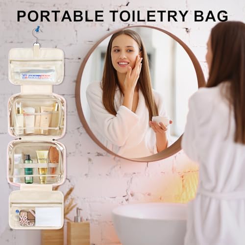 TOPEAST Travel Hanging Toiletry Bag, Personalized Initial Toiletry Pouch, Birthday Gifts for Women Mom Daughter Sister Friends, Cruise Essentials, Pink L - color: Pink, style: L