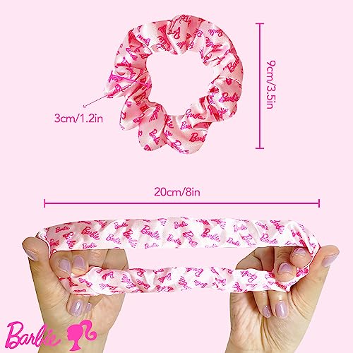 Barbie Hair Accessory 5 Pcs Set - 1 Regular 9 inch Hairbrush & 4 Scrunchies - Detangling Brush Elastic Hair Ties Ropes, Ages 3+ - color: Barbie 5 Piece Hair Accessories