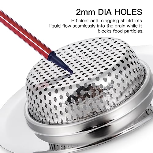 CORNERJOY 4 Pack Heavy Duty Stainless Steel Kitchen Sink Drain Strainer, Bathroom Hair Catcher Shower Drain Cover, Sink Tub Drain Stopper, Wash Basin Floor Drain, 2.1 to 4.5 Inch Diameter Rim