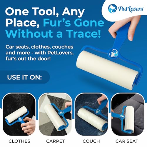 PetLovers 6.3" Large Lint Roller for Pet Hair Extra Sticky 360 Sheets, Ideal for Pet Hair Removal from Furniture & Clothes, Dog and Cat Lint Remover 4 Pack - size: 4 Pack Large Lint Roller