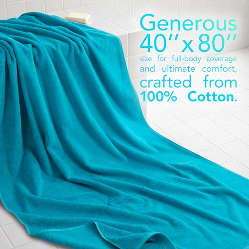 American Soft Linen 100% Cotton Luxury Turkish Towels, 40x80 XL Bath Sheet | Soft Absorbent Quick Dry OEKO Tex Standard 100 Certificated Durable Machine Washable Breathable Premium Hotel Quality - color: Aqua Blue, size: 40"x80"