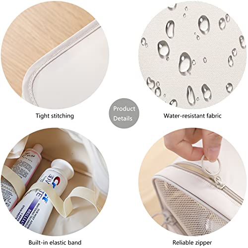 Hanging Travel Toiletry Bag for Women, Water-resistant Makeup Bag Cosmetic Organizer for Traveling Accessories Toiletries (Beige) - color: Beige