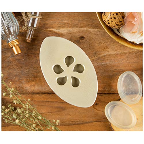 Ceramic Soap Dish with Self Draining Tray for Bar Soap, Bathroom, Kitchen (Ivory No.1) - color: Ivory No.1
