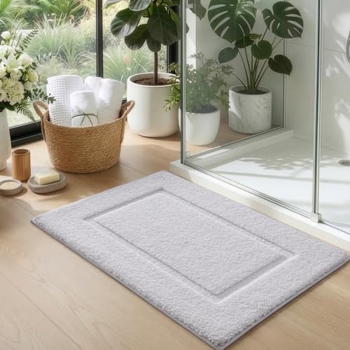 DEXI Bathroom Rugs 43x24, Washable Non Slip Bath Mats for Shower Floor, Absorbent Quick Dry Bathmat with Rubber Backing, Ultra Soft Plush Carpet for Tub, White - color: White, size: 43" X 24" (Rectangular)