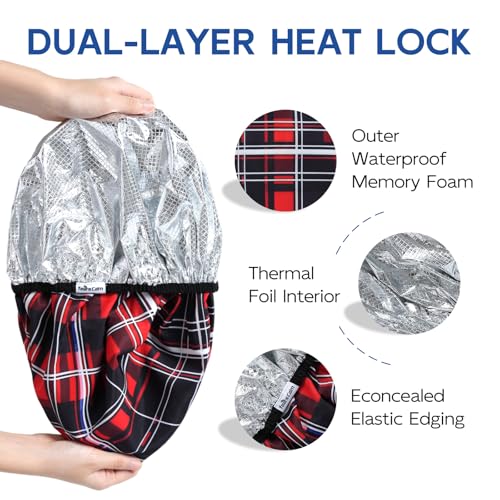 Years calm Shower Cap for Men, Waterproof & Heat-Retaining Hair Treatment Cap – Reusable Men’s Shower Cap with Foil Lining, Elastic Band, for Steam Care, Hair Mask & Oil Conditioning - color: Red