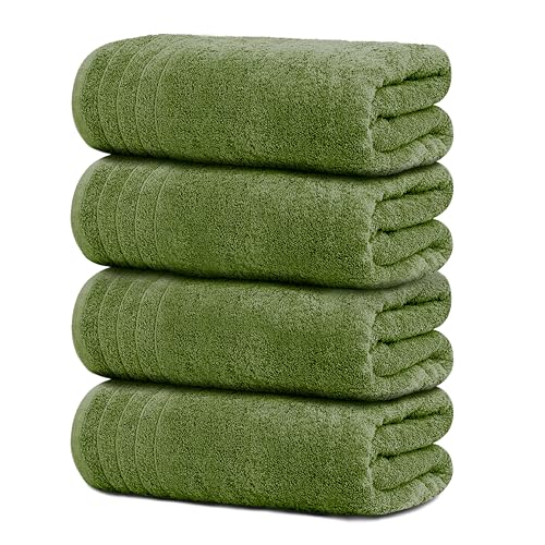 Tens Towels Pack of 4 Extra Large Bath Towels 30 x 60 Inches, 100% Cotton, Larger & Lighter Weight, Quicker to Dry, Super Soft and Absorbent, Perfect for Bathroom, Green - color: Green