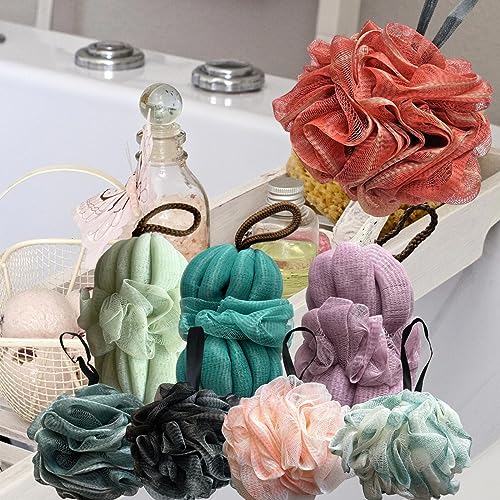 Large Exfoliating Loofah Puff Loufas Lofa Sponges Shower Loufah, Loafas Shower Scrubby Bath Pouf Sponge for Body - WineRed 50g - style: Style 6