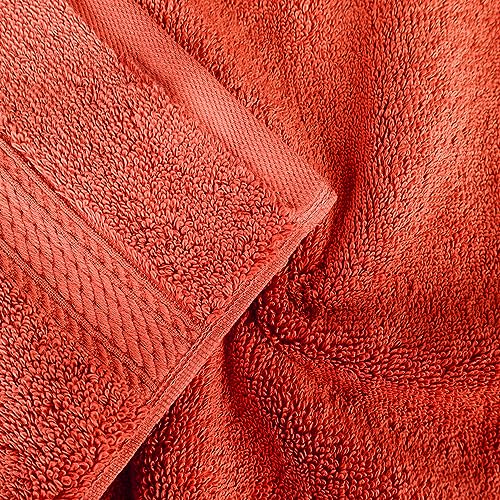 BLUENILEMILLS BNM Madeline Egyptian Cotton Heavyweight Towels, Ideal for Shower, Spa, Hotel, 800 GSM, Face/Washcloths, Hand Towels, Bath Towels, Highly-Absorbent, Luxury, 9 Piece Towel Set, Coral - color: Coral, size: 9-Piece Towel Set