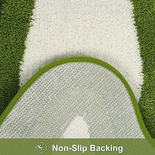 HAOCOO Green Bath Rug 20x31 inch, Soft Non Slip Gradient Irregular Shape Rug for Bathroom Decor, Microfiber Absorbent Washable Shower Rug Tub Shower - color: Green, size: 20x31 inch (Irregular)