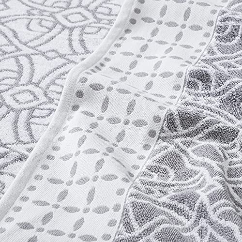 Modern Threads Monroe 6-Piece 100% Cotton Towel Set – Reversible Yarn Dyed Jacquard & Solid – Includes 2 Bath Towels, 2 Hand Towels, 2 Washcloths – Absorbent, Quick Dry, Soft & Durable – Stone - color: Stone, style: Modern