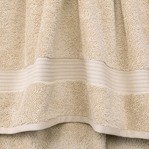 Cotton Paradise 100% Cotton Turkish Towel Set, Soft Absorbent Quick Dry, 6 Piece Towel Set, Beige - color: Beige, size: 6 PC SET (27x54" + 16x28" + 13x13")