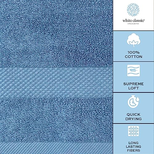 White Classic Luxury Bath Towels Set of 4 Large - 700 GSM Cotton Ultra Soft Bath Towels 27x54 | Highly Absorbent and Quick Dry | Hotel Towels for Bathroom Luxury, Plush Shower Towels, Light Blue - color: 14: Light Blue