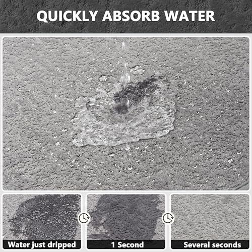 Grey Bathroom Rugs Non Slip Washable Quick Dry Ultra Thin Bath Mat Bathroom Rugs Fit Under Door Low Profile Bath Mat, 17" × 32" - color: Grey, size: Medium(17"x 32")