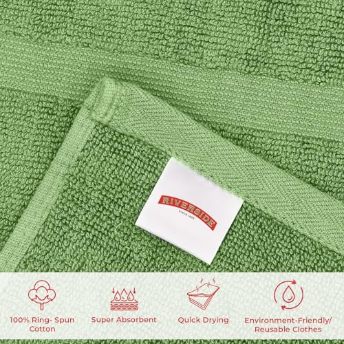 RIVERSIDE Bath Mat Set of 2 - Green Bath Mats 21x34 Inches, Not a Bathroom Rug, 100% Ring Spun Cotton, Super Soft & Highly Absorbent Bathroom Floor Mats - color: Green, size: Bath Mat (PK 2)