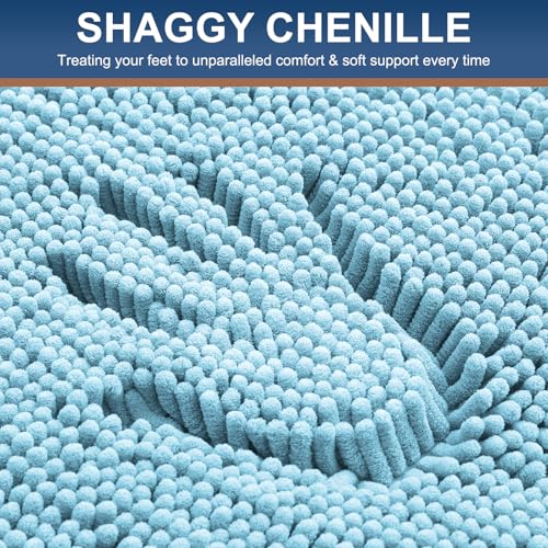 Smiry Luxury Chenille Toilet Rugs U-Shaped 20x20, Soft Absorbent Non-Slip Contour Bathroom Rugs for Toilet, Machine Washable Contoured Bath Mats, Sky Blue - color: Sky Blue, size: 20" X 20" Contour Rug