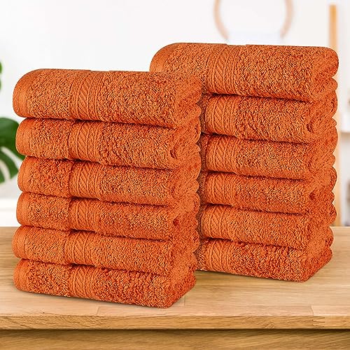 Superior Atlas Cotton Luxury Face Towels, Washcloth Set, Heavyweight, Bathroom Accessories, Kitchen Basics, Spa, Salon, Hotel, Resort, Thick, Ultra-Plush, Highly-Absorbent, Face Towel, Sandstone - color: Sandstone, size: 12-Piece Face Towel Set