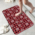 Christmas Plaid Snowflakes Bathroom Mat, Non-Slip Rubber Backing Thin Low-Profile Bath Rug, Easy-Clean Bathroom Floor Mat for Shower, Bathtub, Kitchen, or Entryway - color: Christmas Plaid Snowflakes