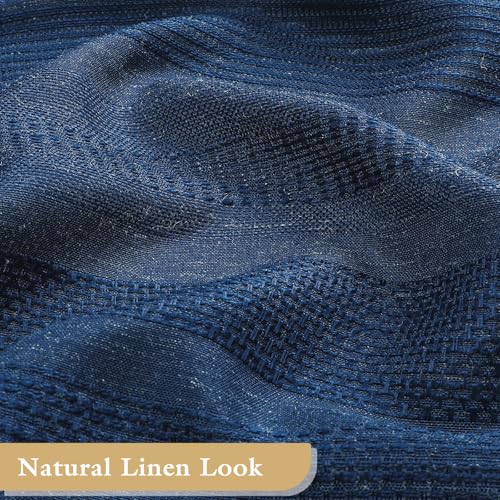 Small Stall Boho Farmhouse Shower Curtain with Tassel, Linen Bohemian French Country Chic Bathroom Shower Curtain Set, Modern Striped Textured Shower Curtain 36x72 - Navy Blue - color: Navy, size: 36"W x 72"L (Pack of 1)
