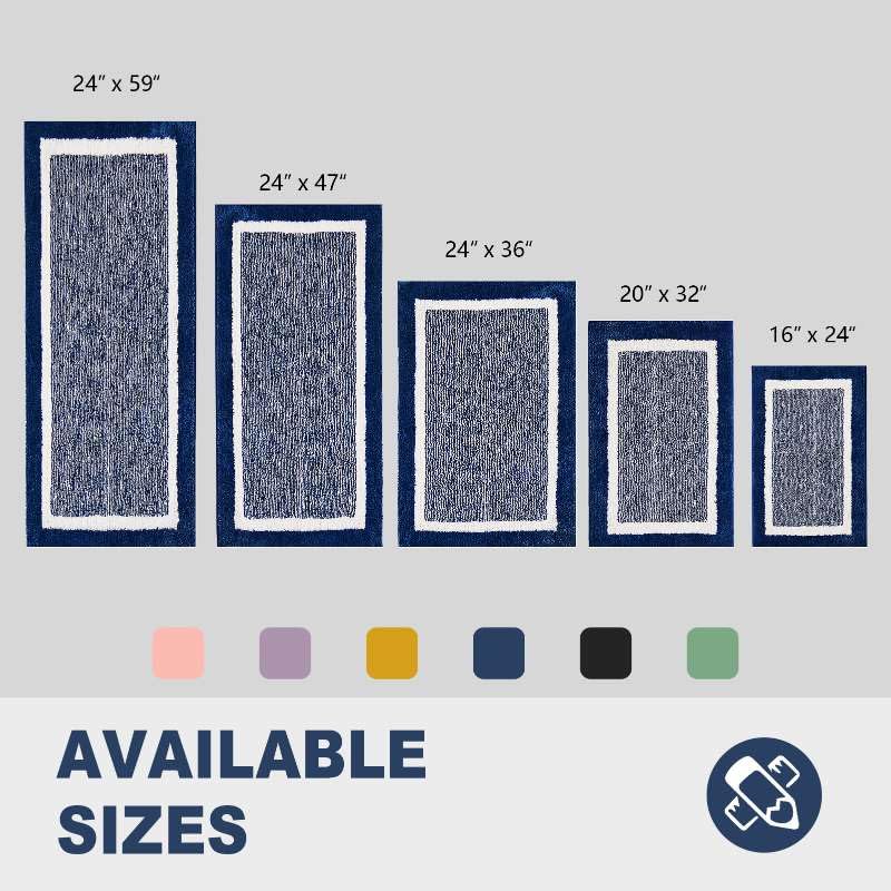 CozeCube Bath mats for Bathroom Non Slip, Fluffy Absorbent Microfiber Bath mat Washable, Aesthetic Bathroom Rugs, Cute Navy Blue Bath mat, Navy Blue, 32" x 20" - color: A-navy Blue, size: 2'8" x 1'8" (Rectangular)